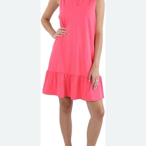 Gottex Golf Tennis Athletic Short Dress Pink S Zip Pockets Summer Travel Beach - Picture 1 of 9